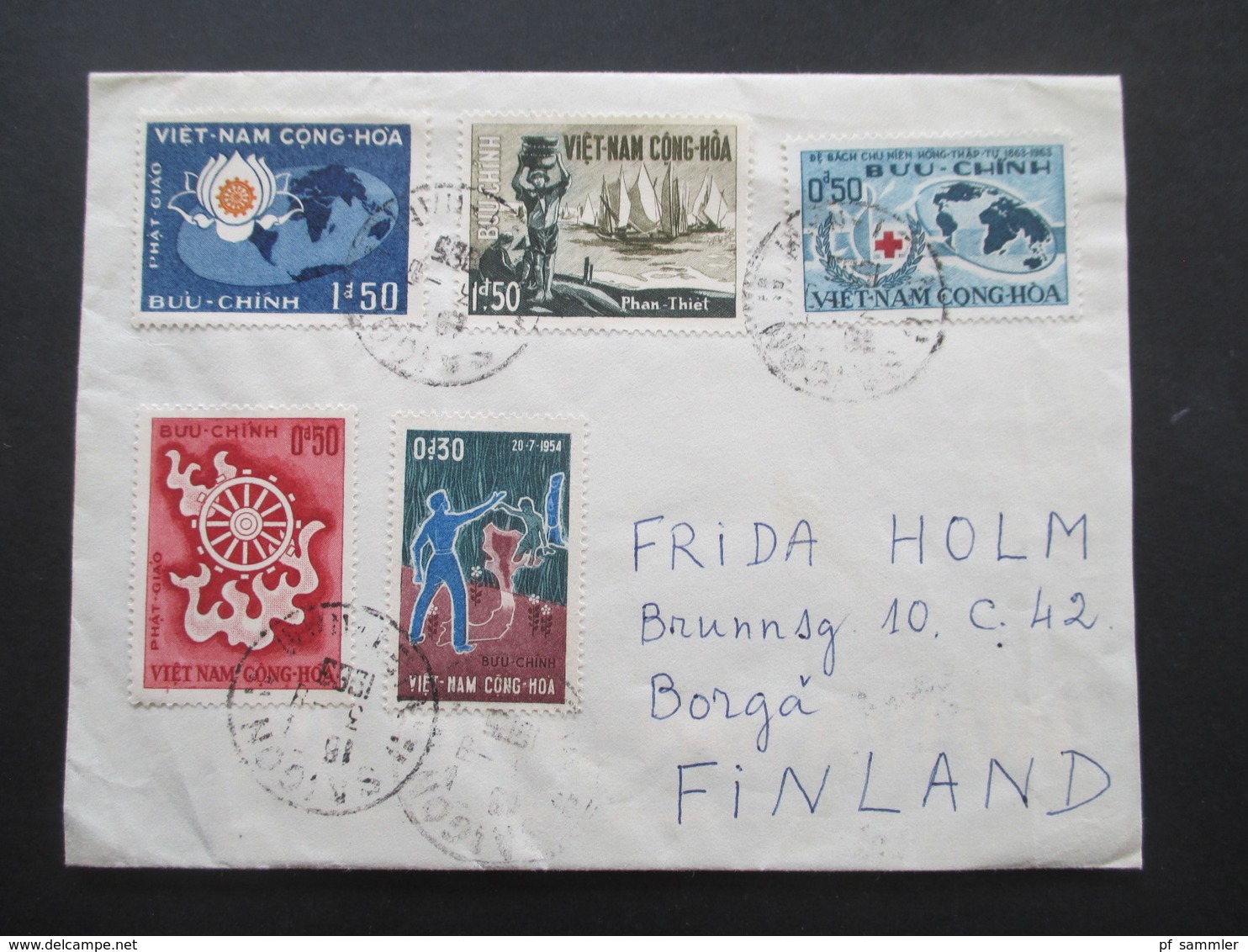 Vietnam / Süd Vietnam 1965 Auslandsbrief Nach Finnland! 5 Marken Und Mit Inhalt!! Saigon - Vietnam