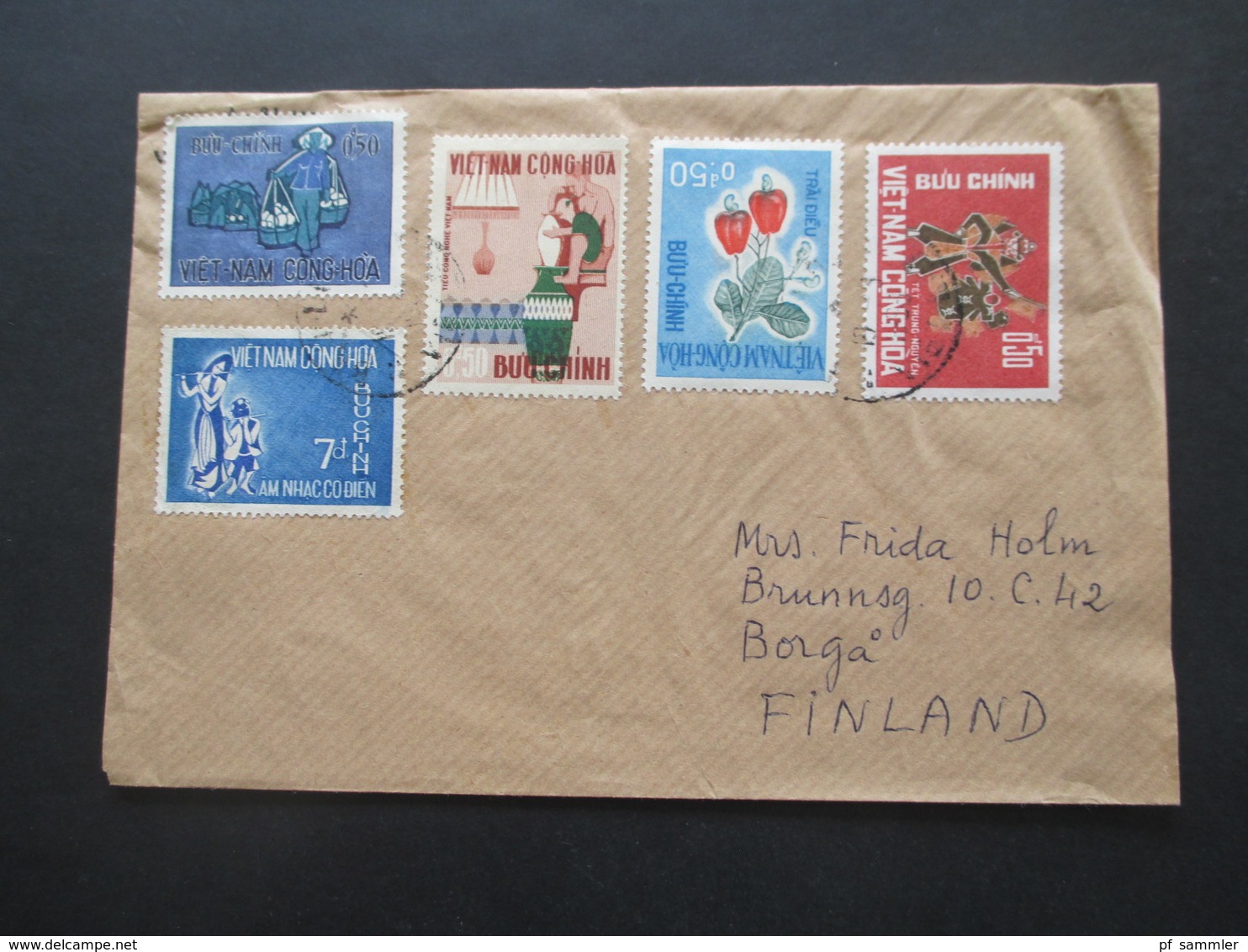 Vietnam / Süd Vietnam 1968 Auslandsbrief Nach Finnland! 5 Marken Und Mit Inhalt!! Saigon - Viêt-Nam