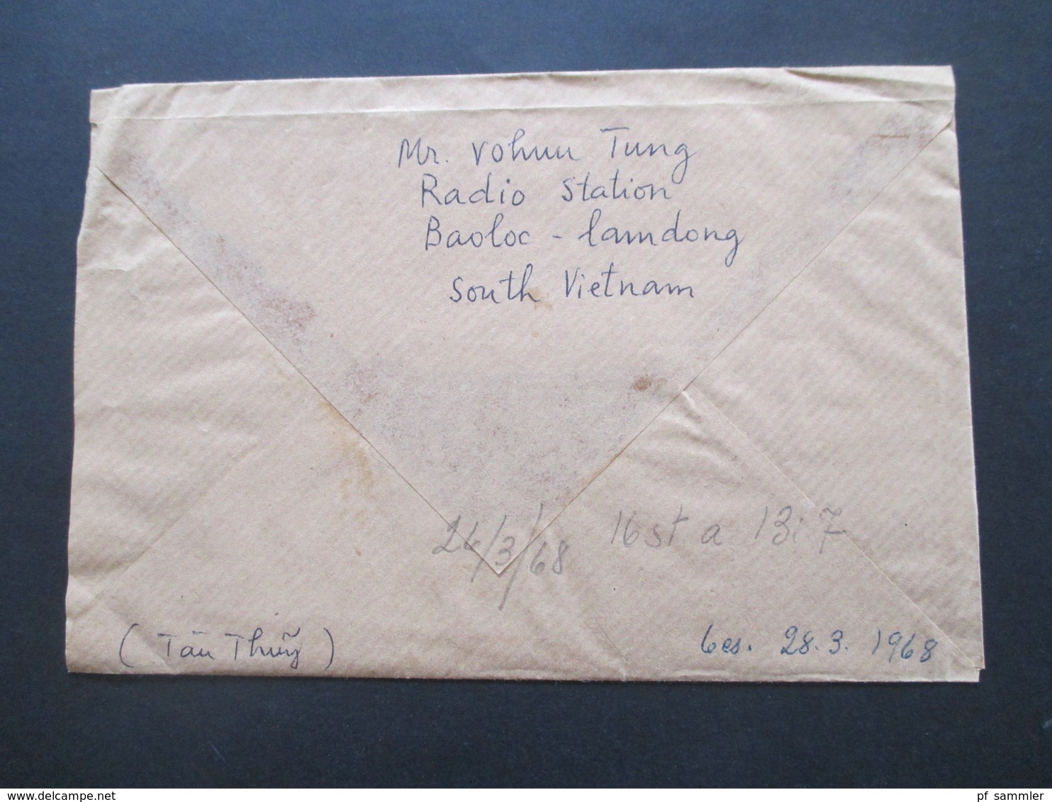 Vietnam / Süd Vietnam 1968 Auslandsbrief Nach Finnland! 5 Marken Und Mit Inhalt!! Saigon - Vietnam