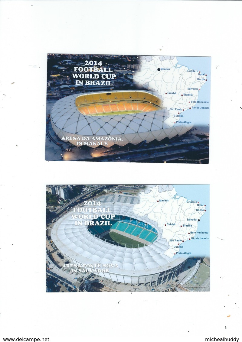 SET OF 13 POSTCARDS   STADIUMS USED FOR 2014 WORLD CUP IN BRAZIL