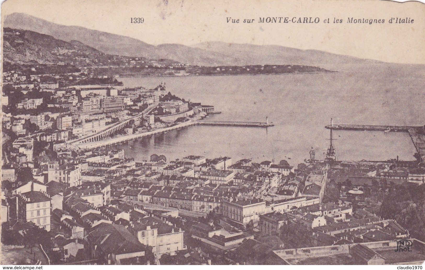 CARTOLINA - MONACO - VUE SUR MONTE - CARLO - ET LES MONTAGNES D' ITALIE - Monte-Carlo