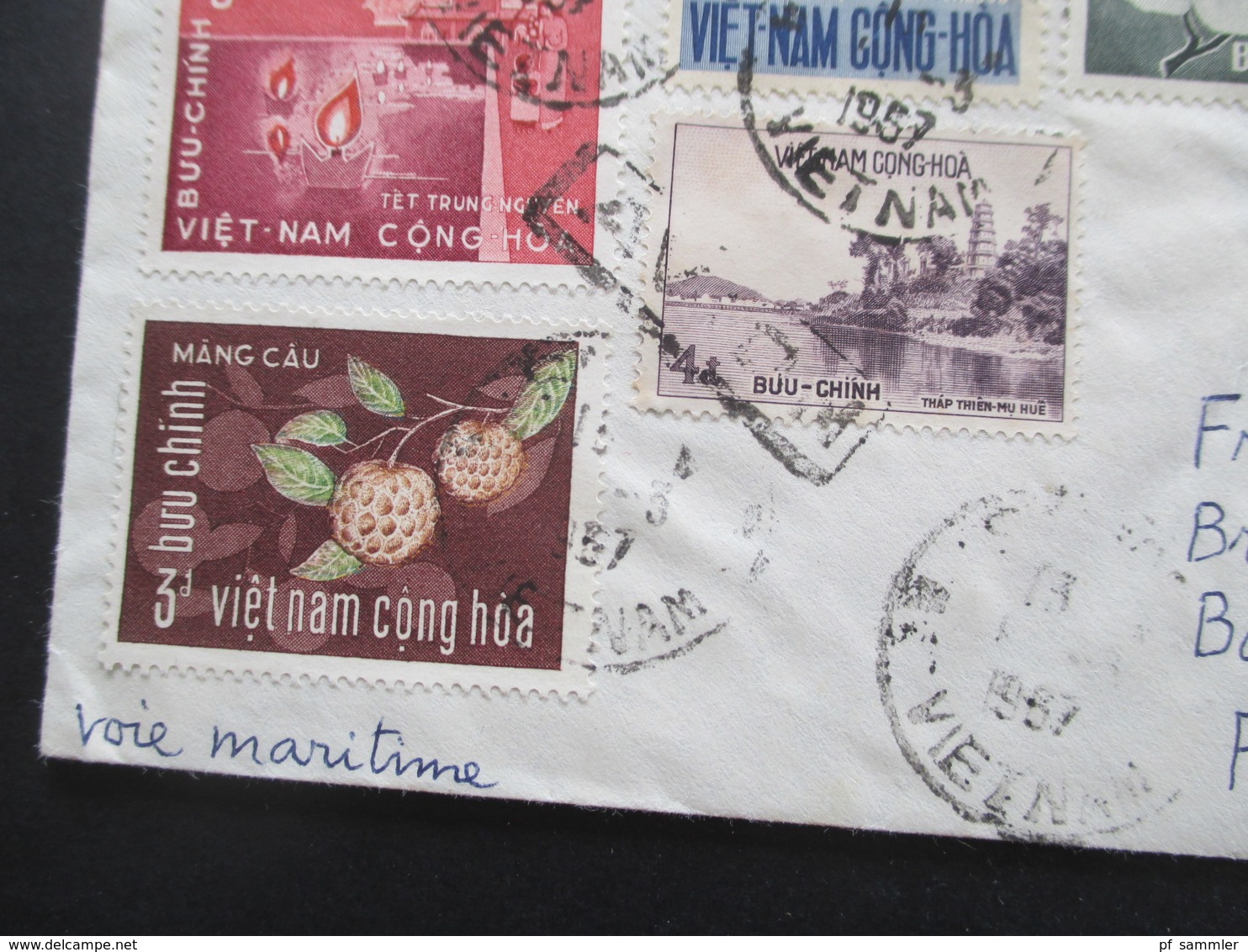 Vietnam / Süd Vietnam 1967 Auslandsbrief Nach Finnland! 7 Marken Mit Inhalt! Einschreiben!! Voie Maritime - Vietnam