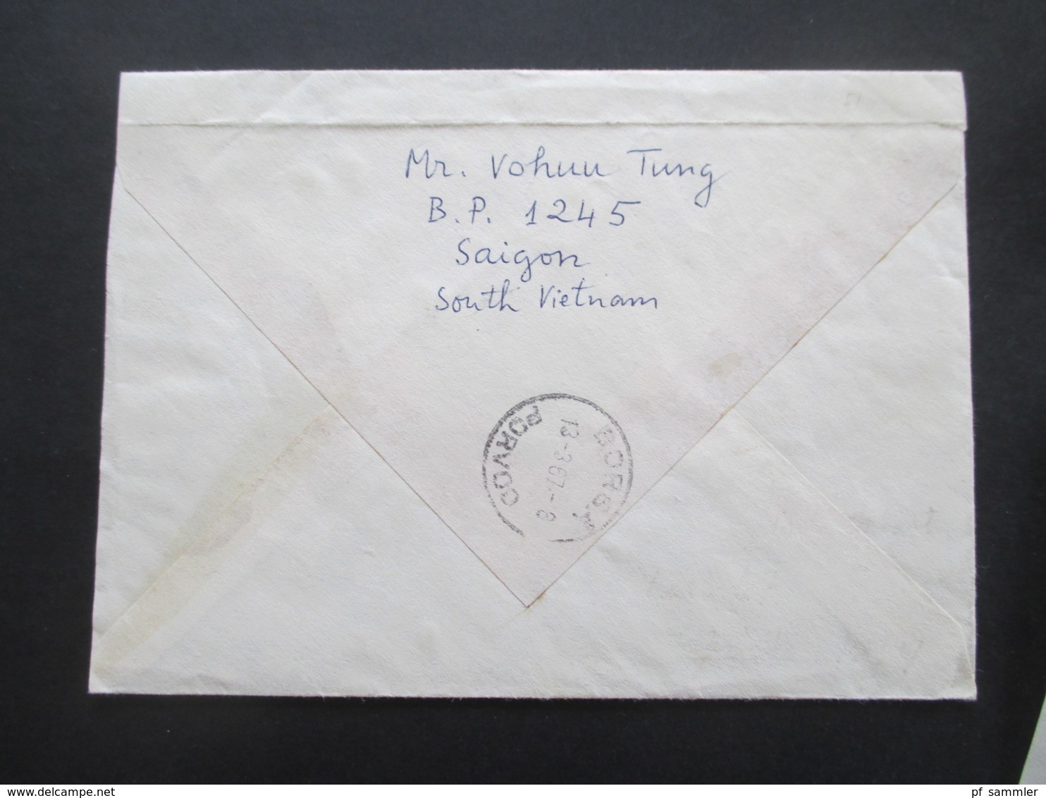 Vietnam / Süd Vietnam 1967 Auslandsbrief nach Finnland! 7 Marken mit Inhalt! Einschreiben!! Voie Maritime