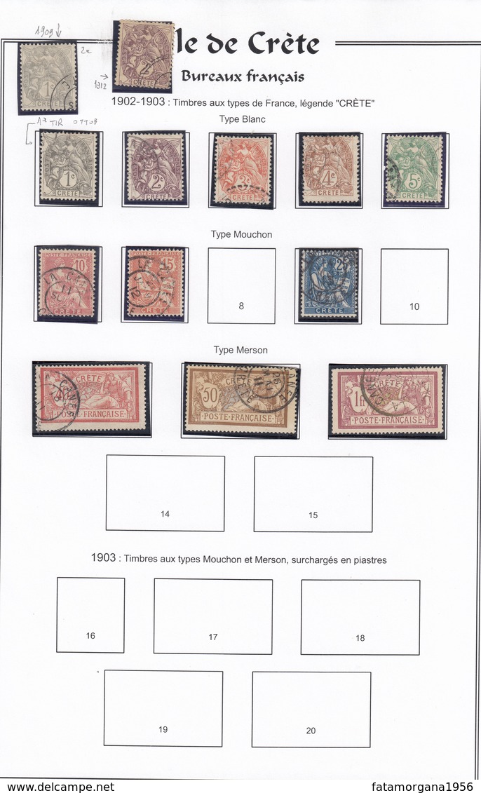 CRETA - Crète - 1902/1903 - Foglio Di Album Con 13 Valori Usati Assortiti, Come Da Immagine. - Used Stamps