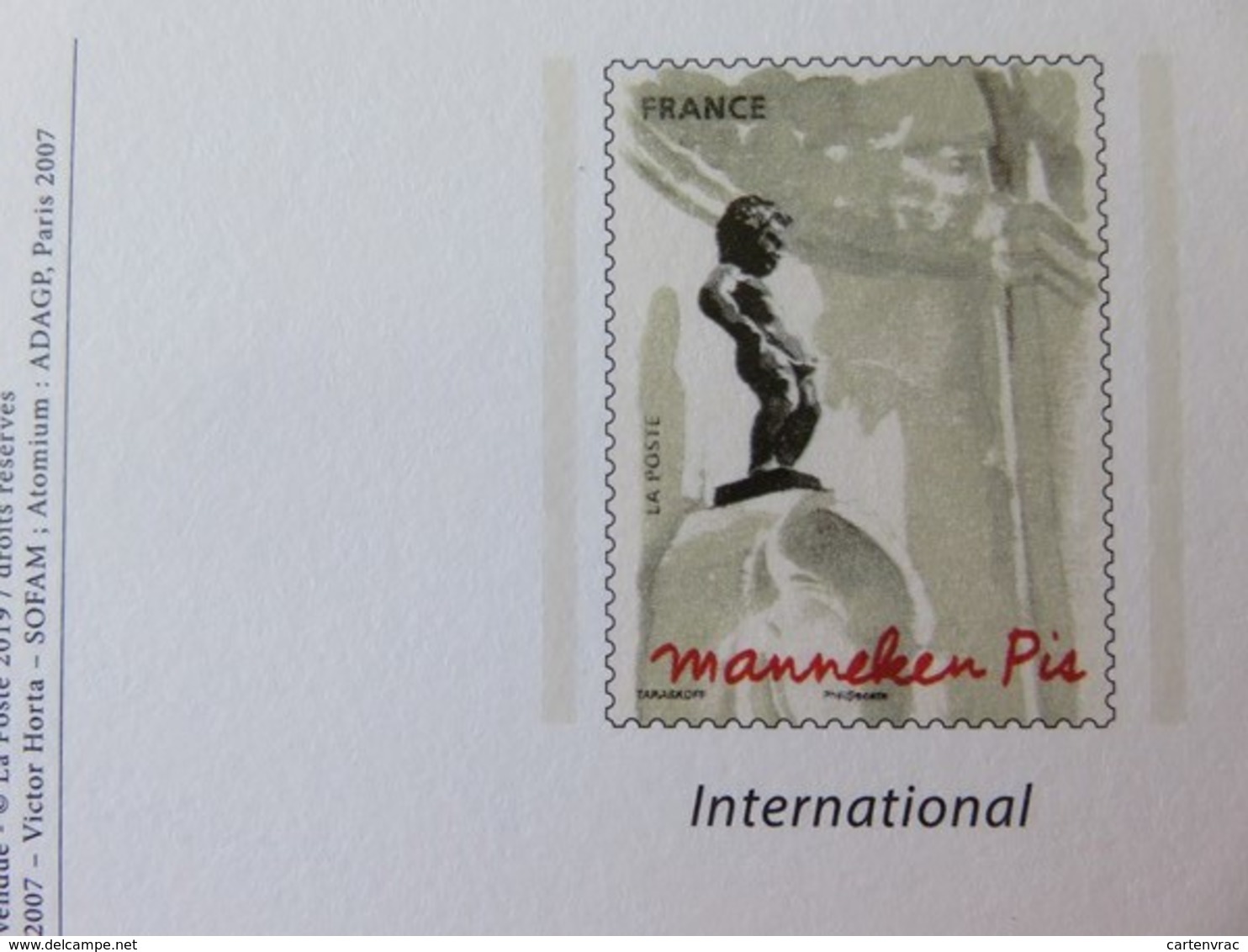 PAP - Carte Postale Pré-timbrée - Timbre International Mannequin Pis - Bruxelles Capitale Européenne - Série Capitales - Documentos Del Correo