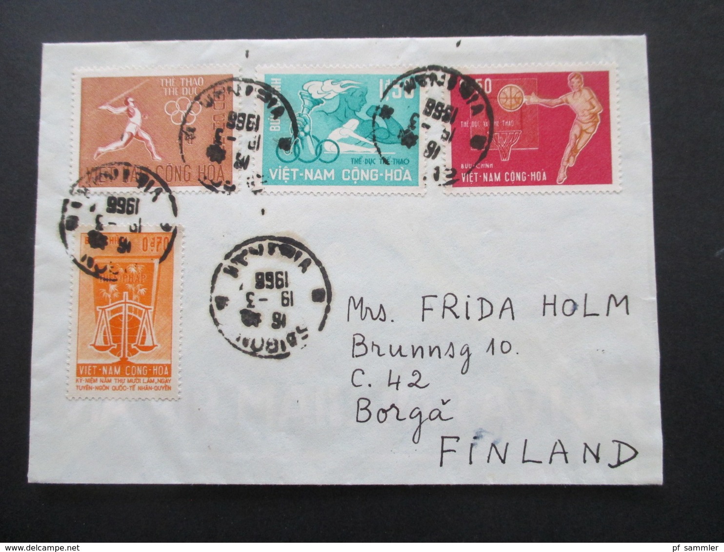 Vietnam / Süd Vietnam 1966 Auslandsbrief Nach Finnland! Mit 4 Marken Saigon - Vietnam