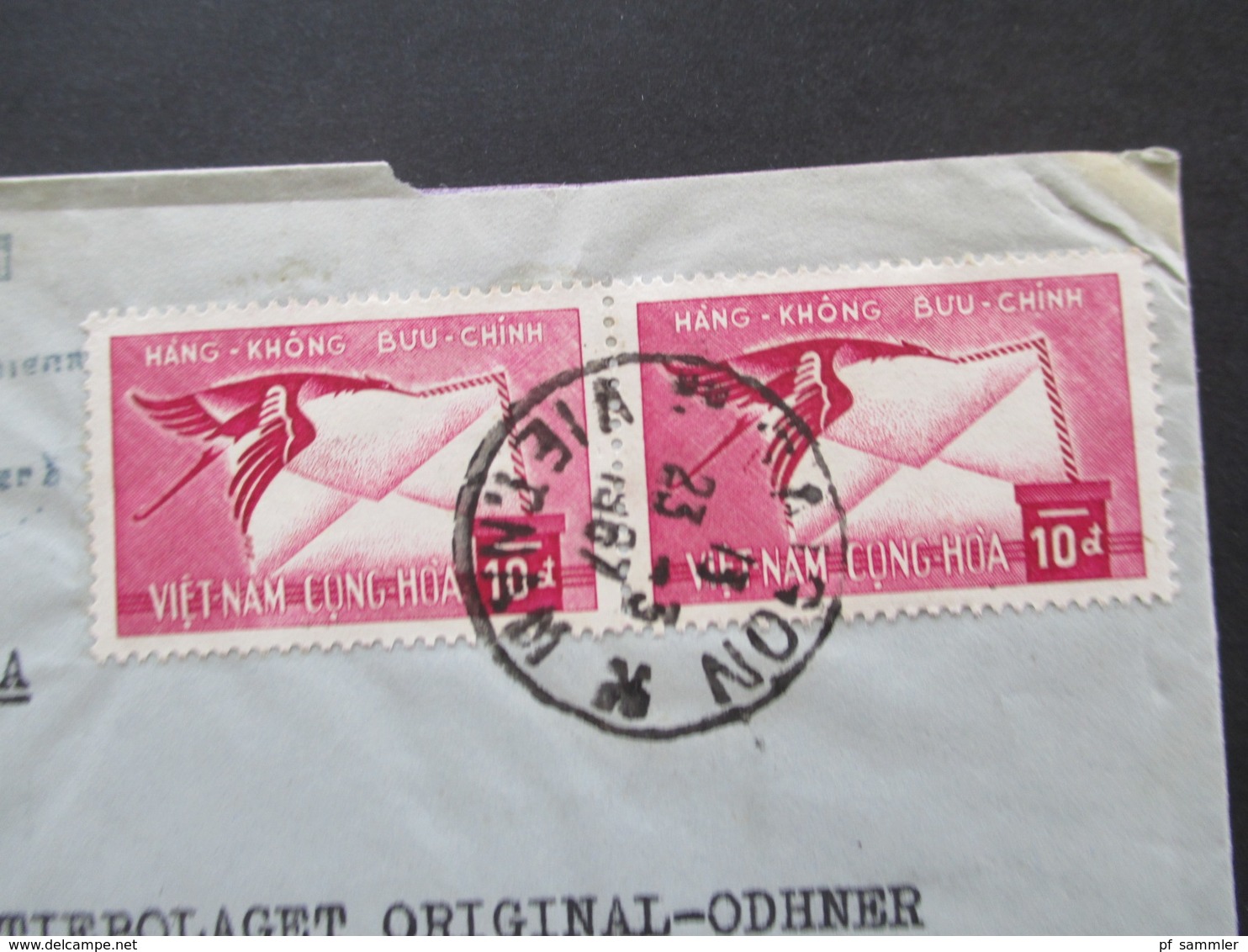 Vietnam / Süd Vietnam 1965 Auslandsbrief Firmenbrief Nach Schweden Air Mail / Luftpost Gommage Tropical - Viêt-Nam