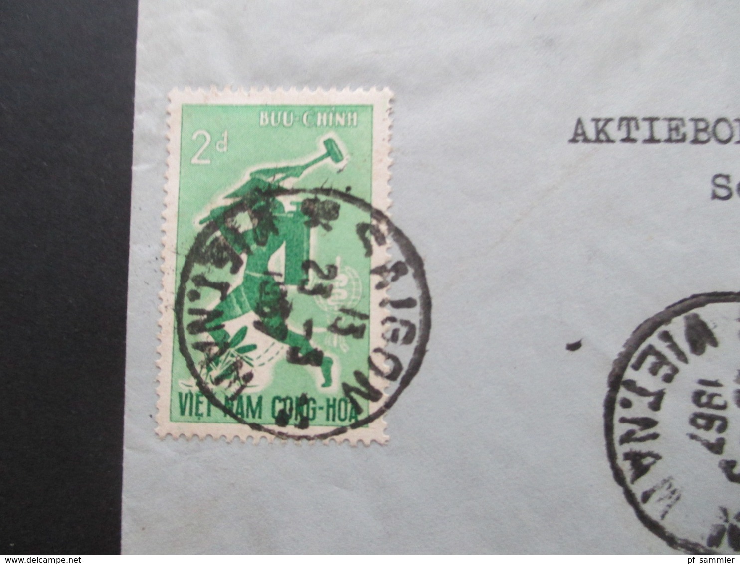 Vietnam / Süd Vietnam 1965 Auslandsbrief Firmenbrief Nach Schweden Air Mail / Luftpost Gommage Tropical - Viêt-Nam