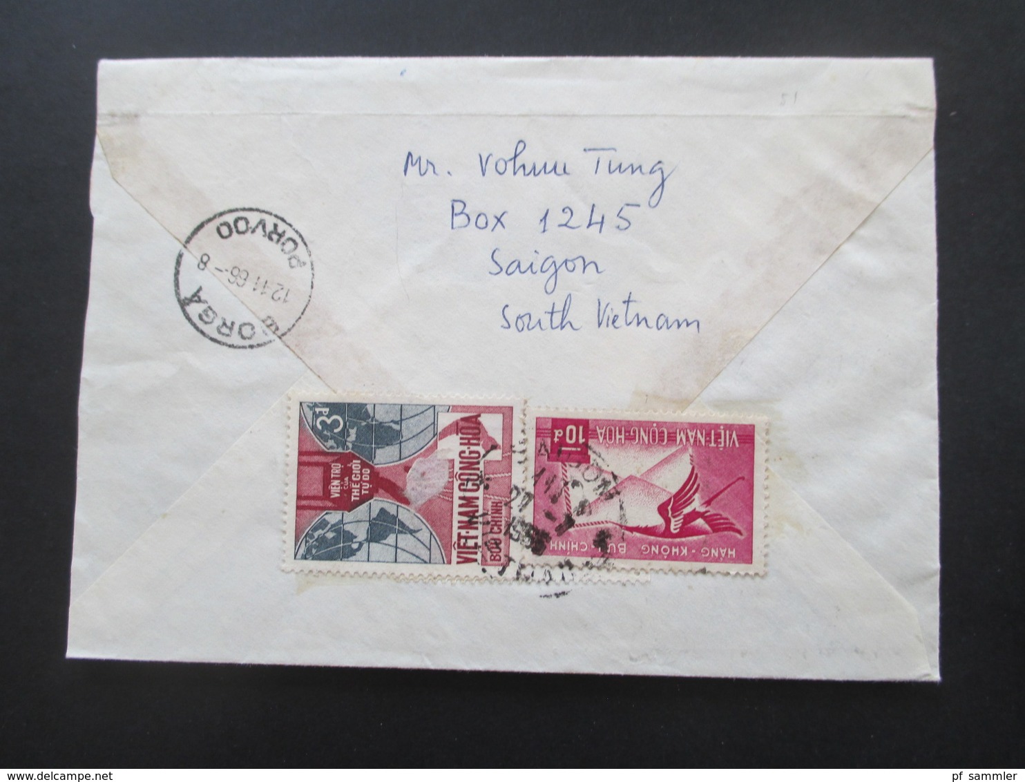 Vietnam / Süd Vietnam 1966 Voie Maritime Auslandsbrief Nach Borga Finnland. Einschreiben Saigon CTC - Viêt-Nam