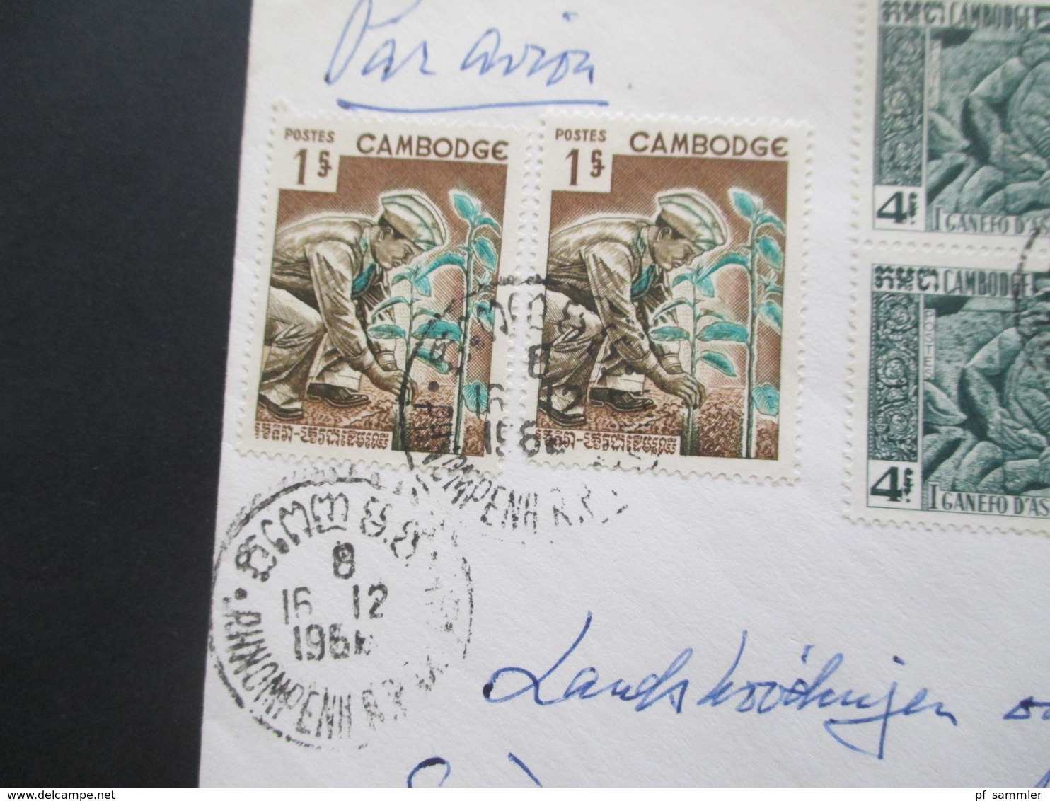 Kambodscha / Cambodge 1965 Auslandsbrief Nach Schweden Mit 6 Marken! Luftpost / Air Mail - Kambodscha