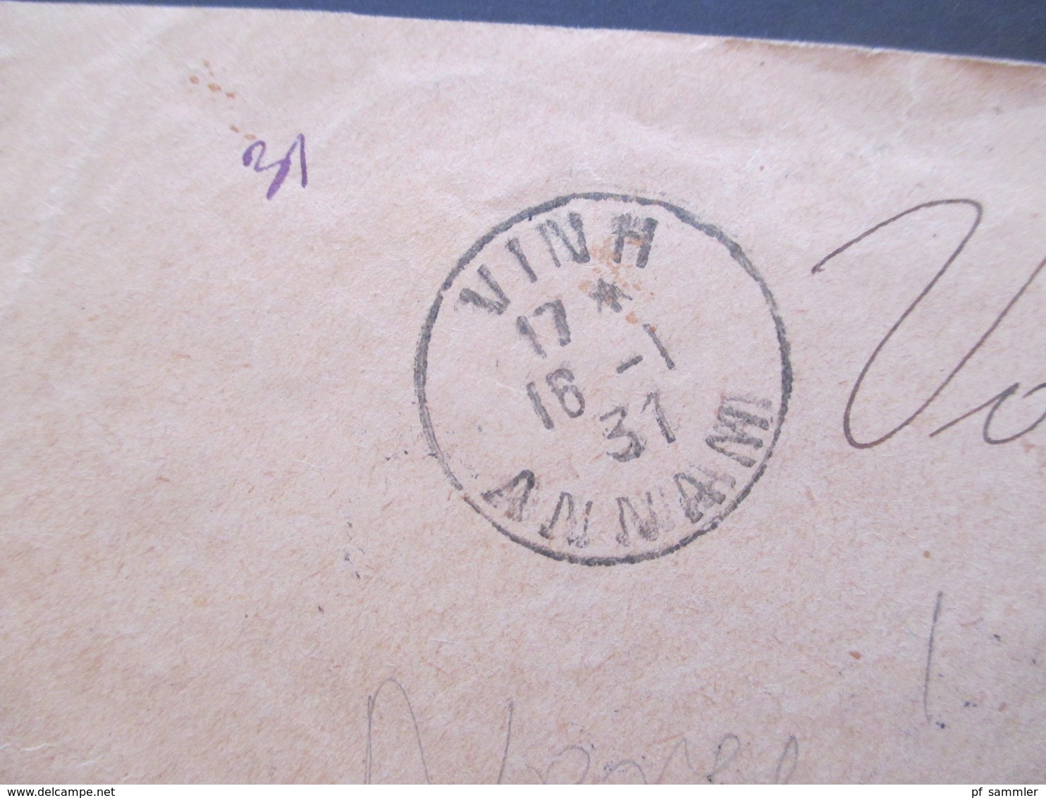 Indochine 1931 Auslandsbrief Vinh Annam - Prag Militärpost S.M.R 4/5 Regt. Über Ägypten! 11 Stempel!! RR - Cartas & Documentos