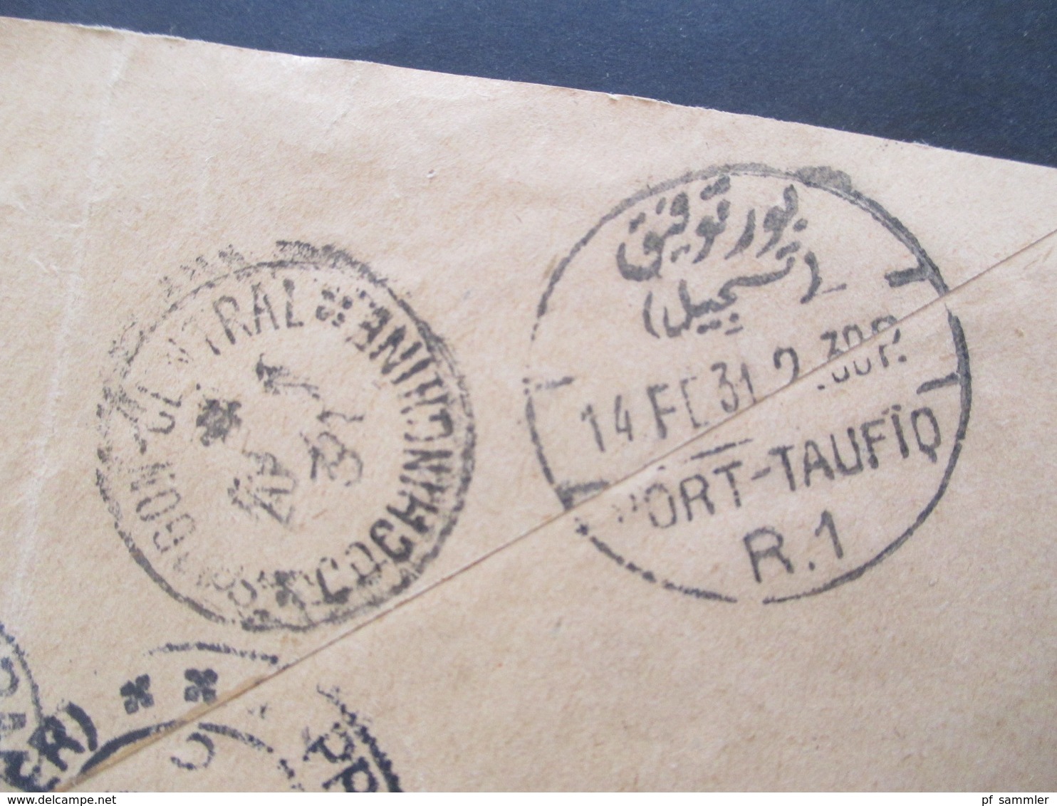 Indochine 1931 Auslandsbrief Vinh Annam - Prag Militärpost S.M.R 4/5 Regt. Über Ägypten! 11 Stempel!! RR - Lettres & Documents