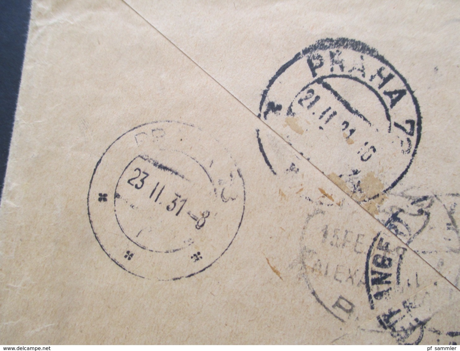 Indochine 1931 Auslandsbrief Vinh Annam - Prag Militärpost S.M.R 4/5 Regt. Über Ägypten! 11 Stempel!! RR