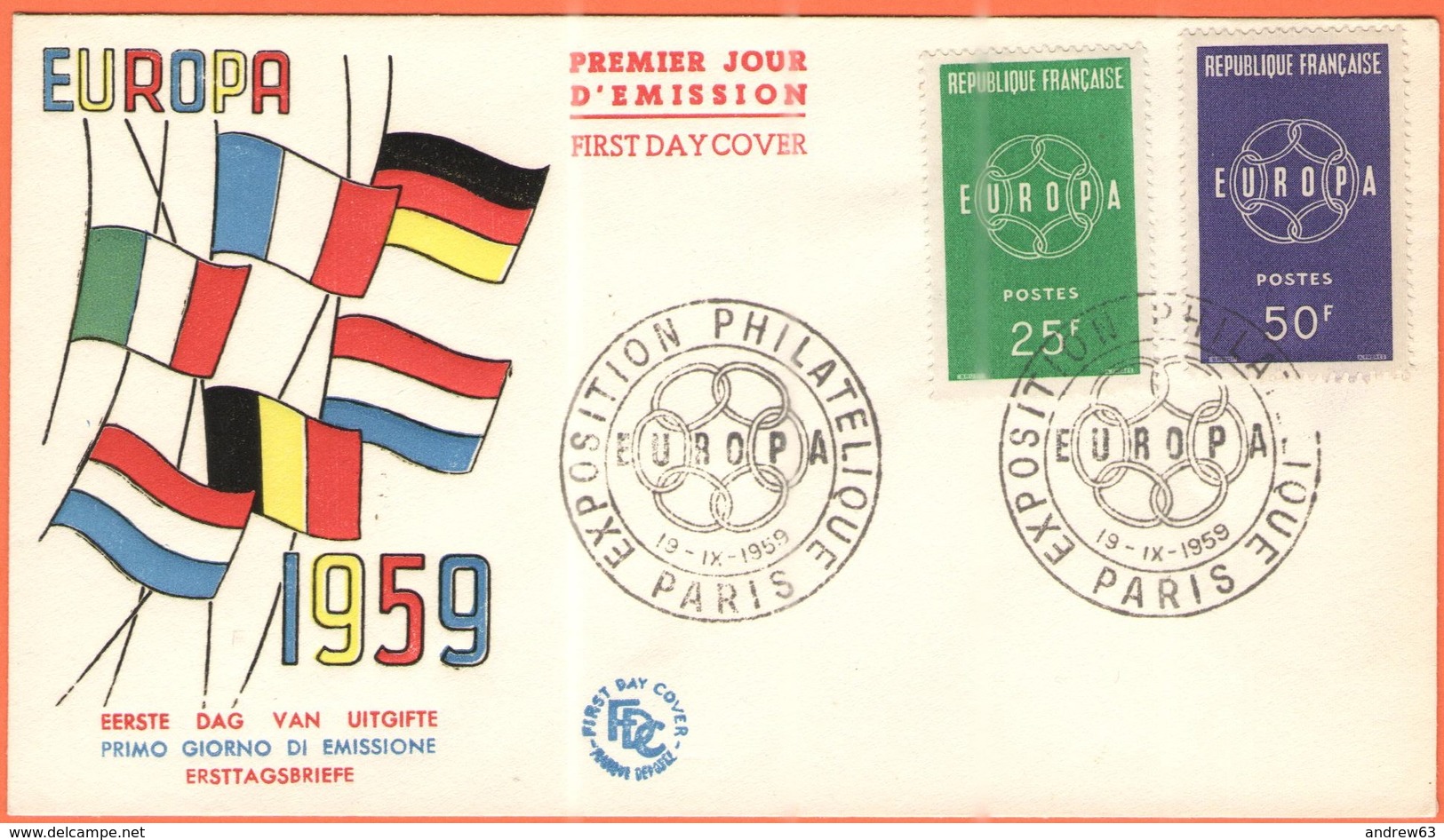 FRANCIA - France - 1959 - Europa Cept - FDC - Paris - 1959