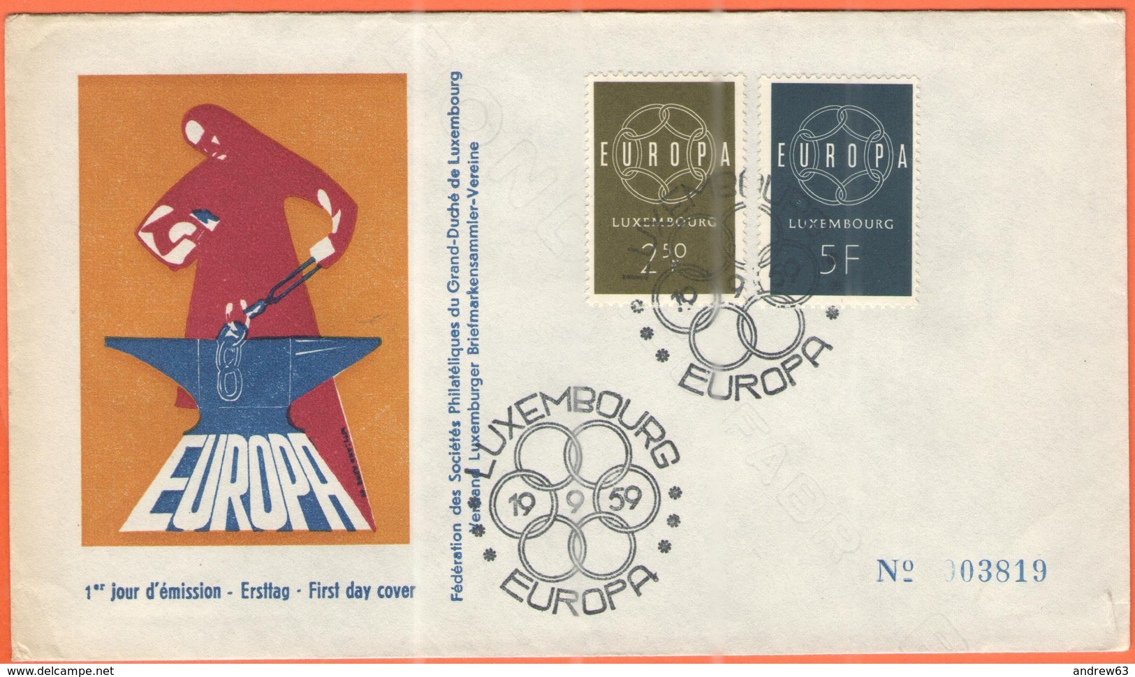 LUSSEMBURGO - LUXEMBOURG - 1959 - Europa Cept - FDC - 1959