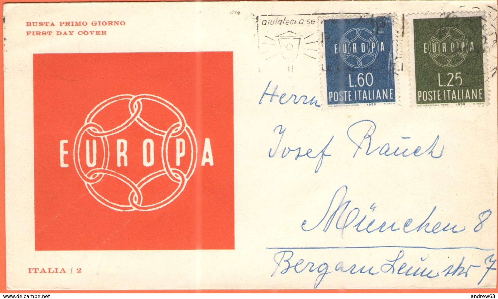 ITALIA - ITALY - ITALIE - 1959 - Europa Cept - FDC - Viaggiata - 1959