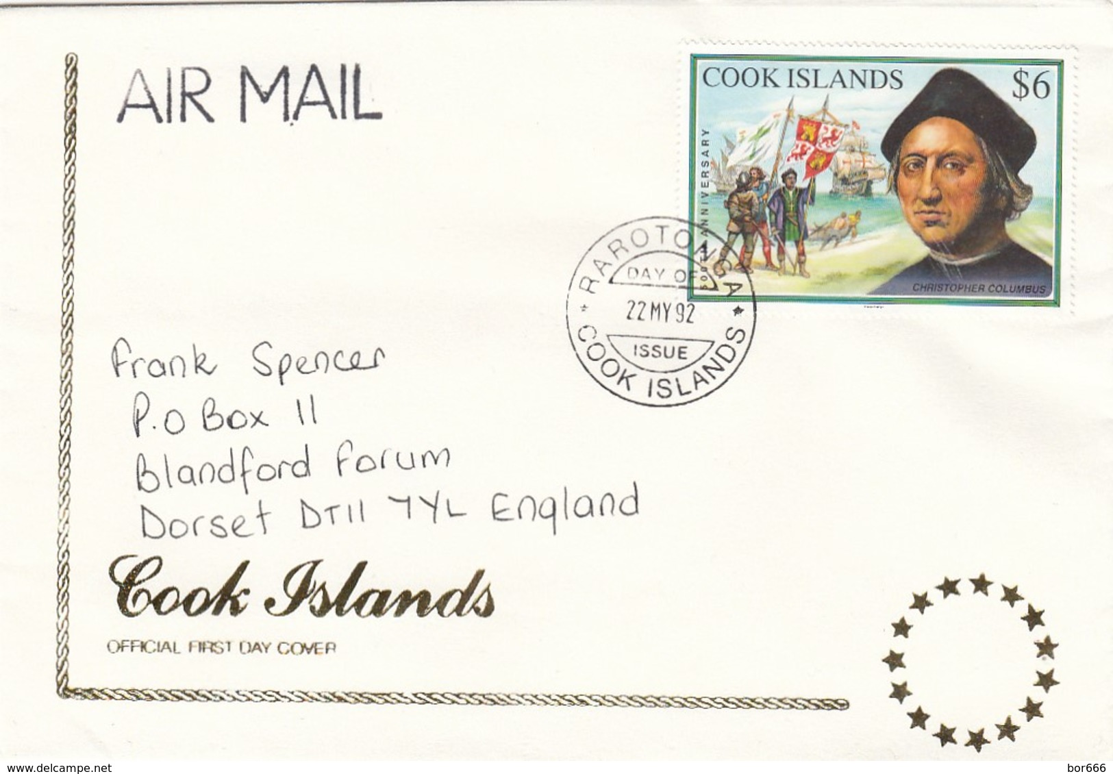 GOOD COOK ISLANDS FDC To GB 1992 - Ships / Columbus - Cook Islands