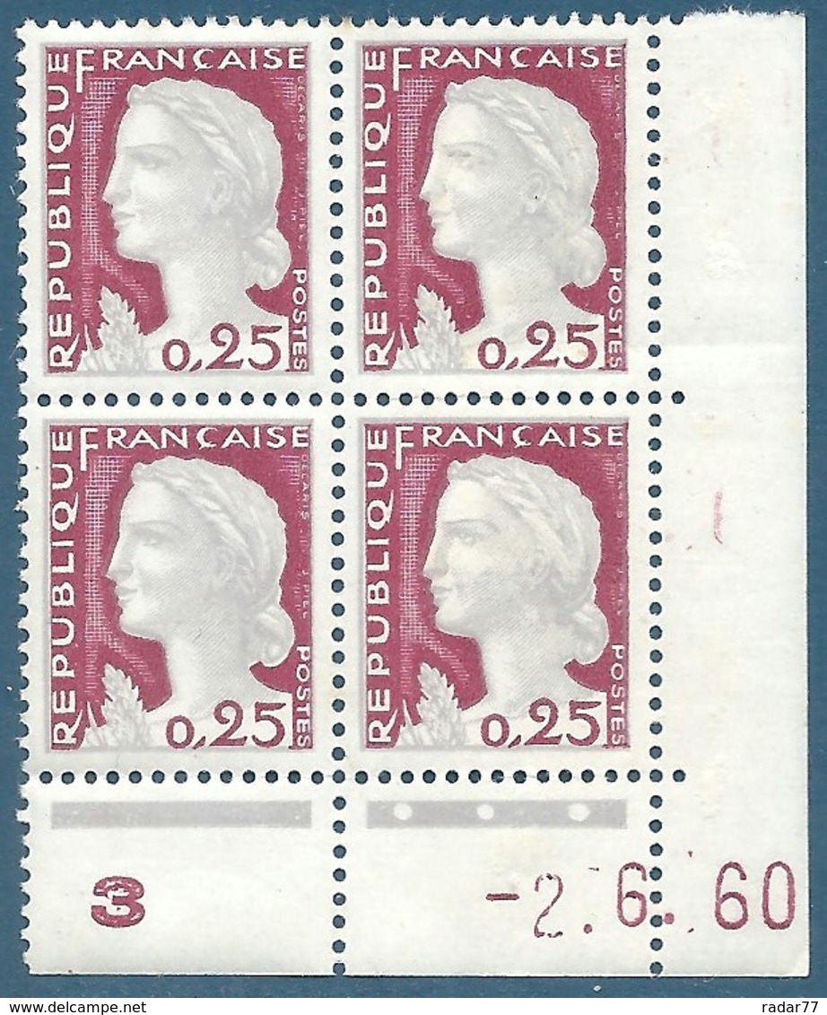 Coin Daté N°1263 Marianne De Decaris (-2.6.60) Neuf** - 1960-1969