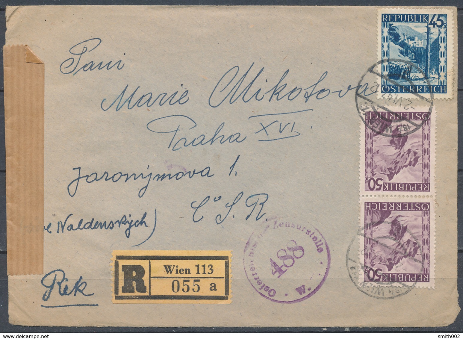 1947 - WIEN - PRAGUE, Reco Cover, Censura - Other & Unclassified