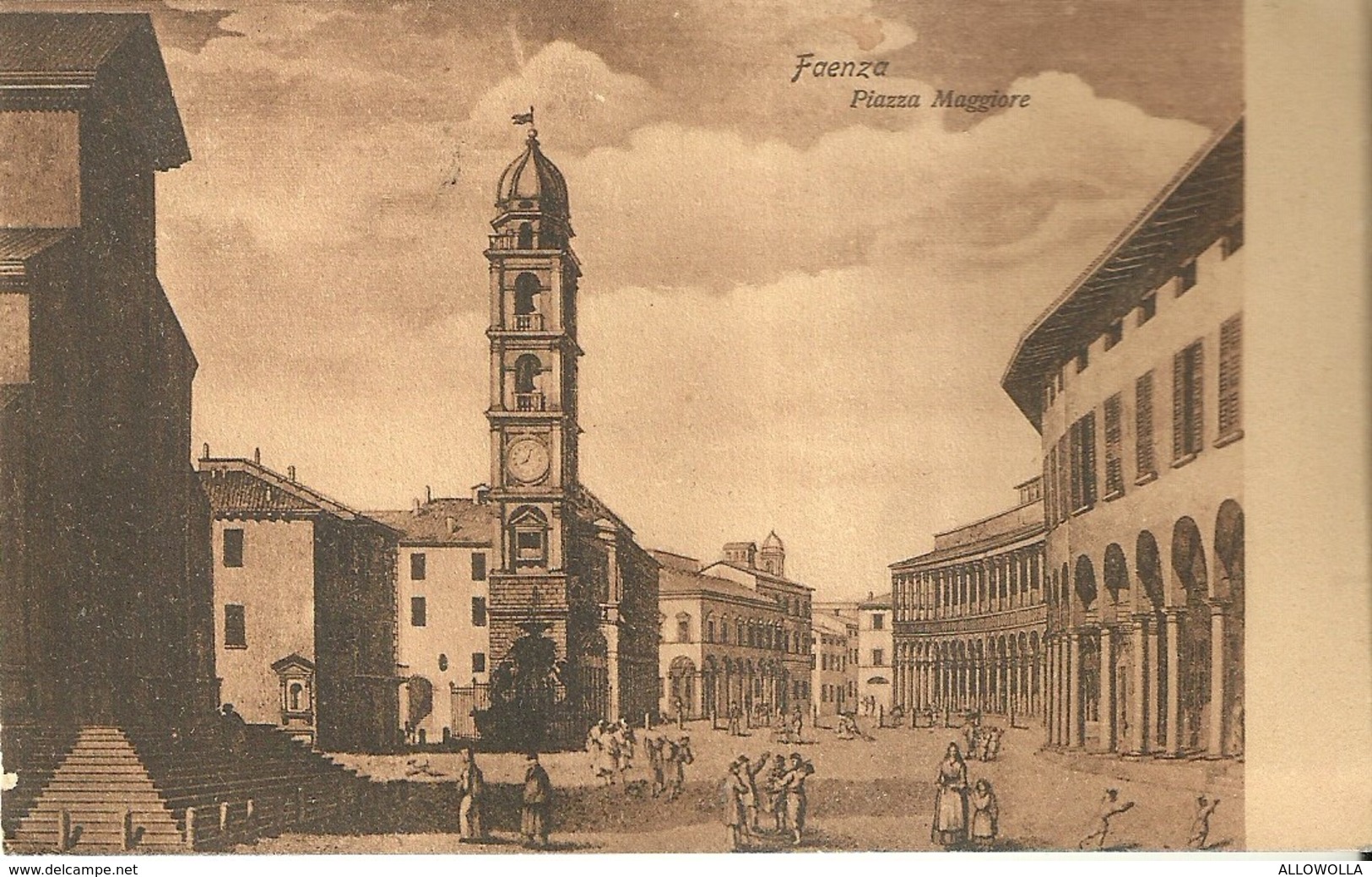 4138 "FAENZA-PIAZZA MAGGIORE" CARTOLINA POSTALE ORIGINALE SPEDITA 1908 - Faenza