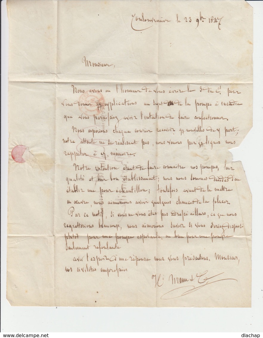 Sur LAC De Genève Pour Bonneville CAD Rouge Genève Nov 1844. Taxe Manuscrite . Au Verso Cachet Linéaire NOVE 24. (2356x) - Postmark Collection