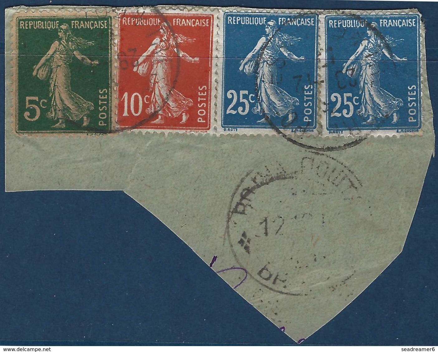 France Postes Serbes  Fragment N°137, 138 & 140x2 Obliteration Serbe R - Francobolli Di Guerra