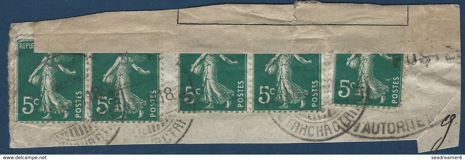 France Postes Serbes  Fragment Avec Censure N°137 X5 Obliteration Serbe R - Guerre (timbres De)