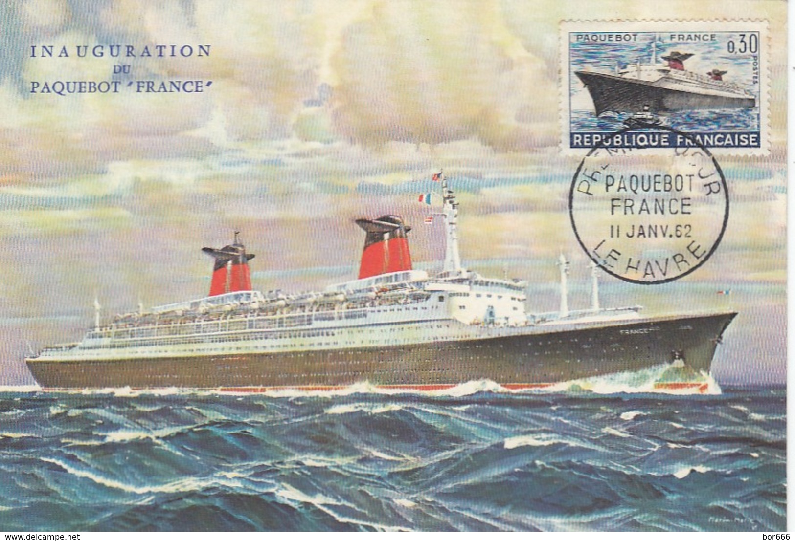 GOOD FRANCE Maxicard 1962 - Ship - 1960-1969