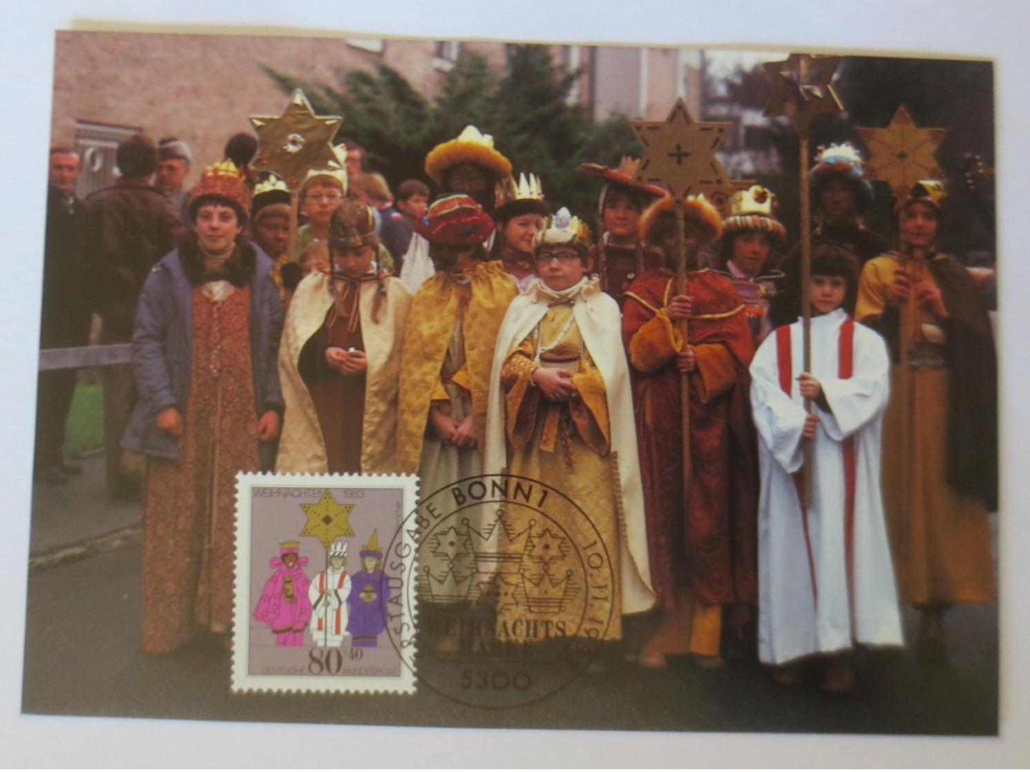 Maximumkarte, Weihnachtsmarke Sternsinger Heilige Drei Könige  1983 Bonn♥(14623) - Cristianesimo