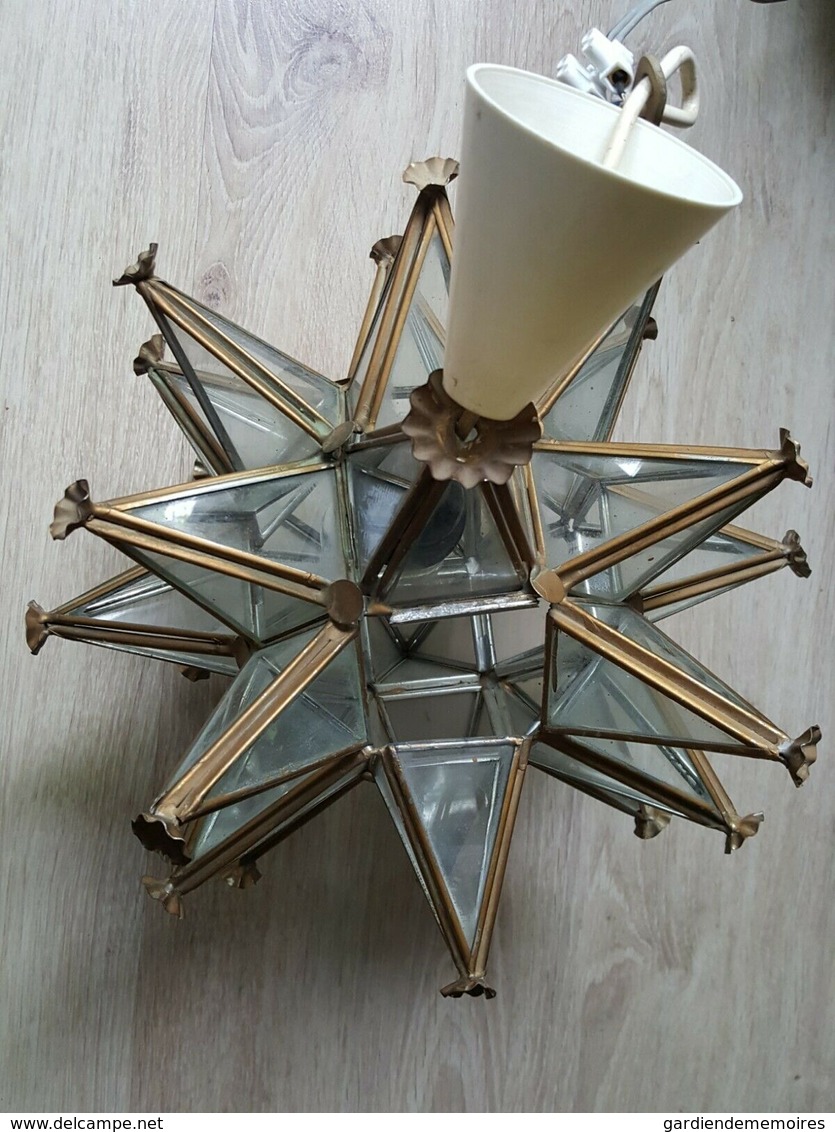 Splendide Lustre Etoile à Multiple Branches En Verre / Moravian Star Light Glass - Luminaires & Lustres