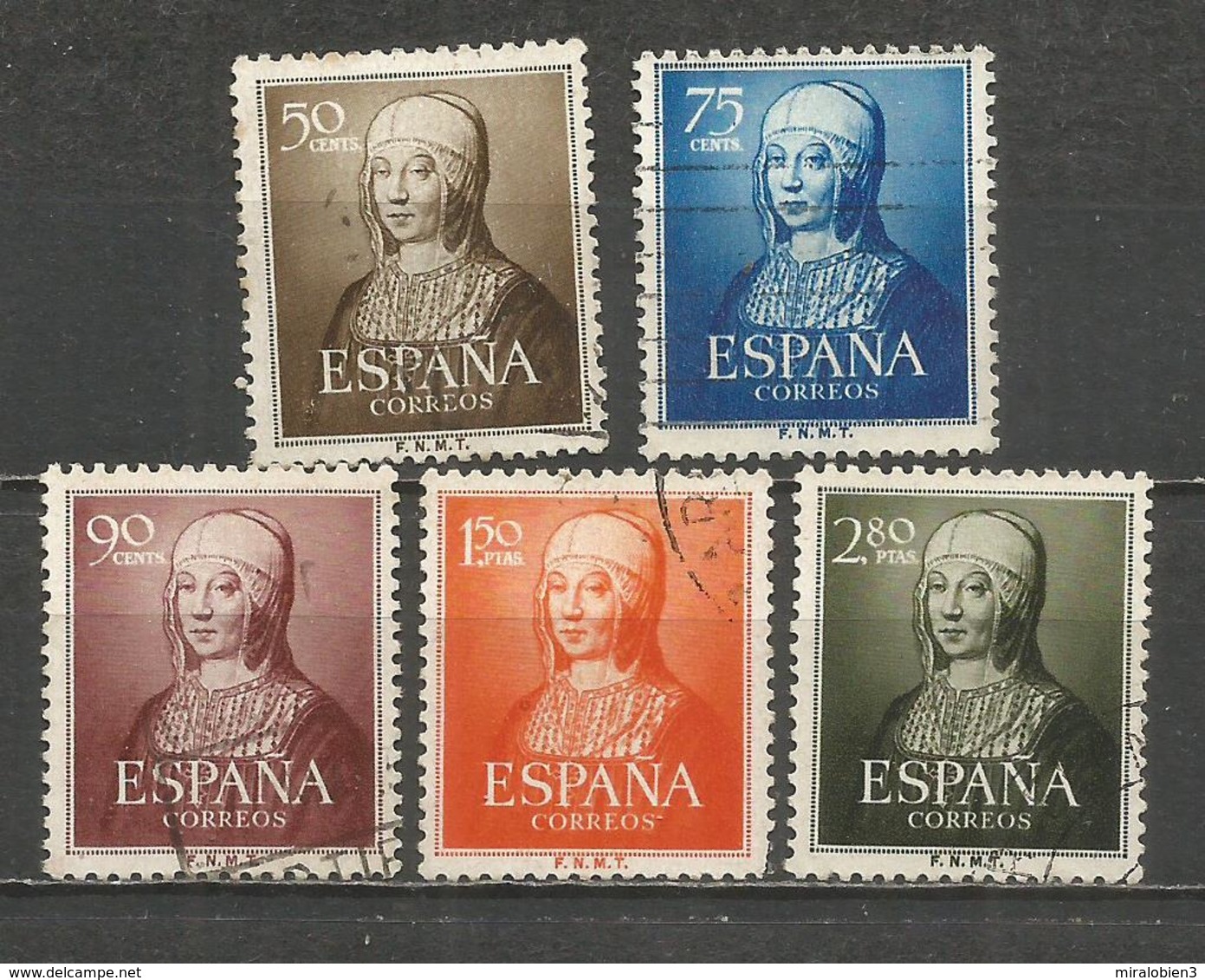 ESPAÑA ISABEL LA CATOLICA EDIFIL NUM. 1092/1096 SERIE COMPLETA USADA - Usados