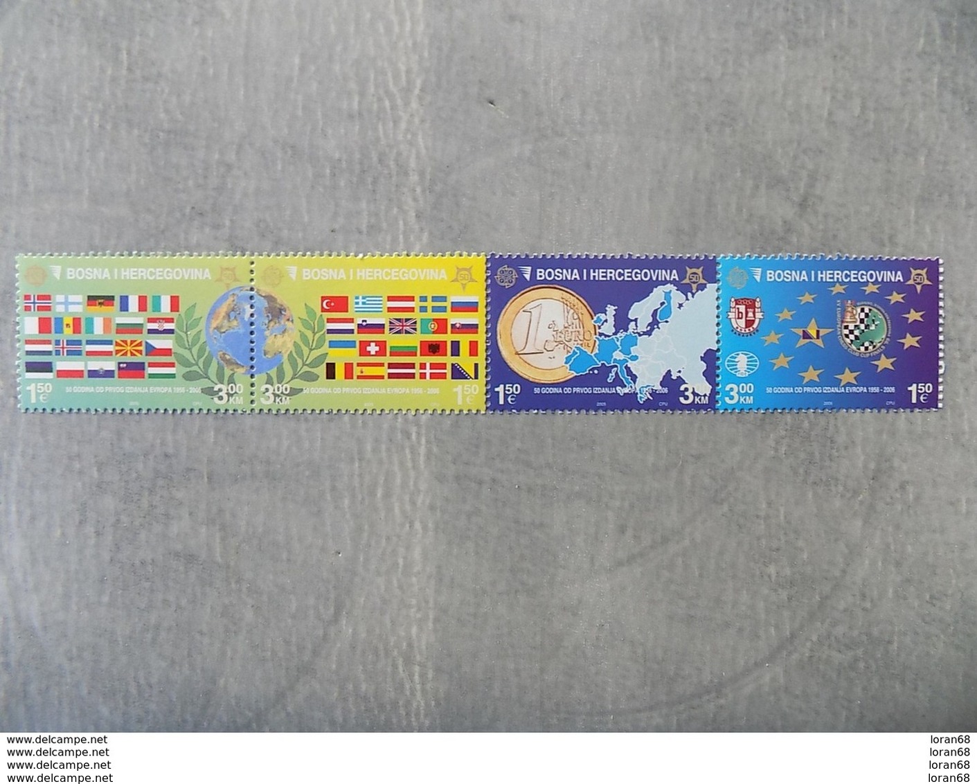 Bande 4 Timbres Neuf Bosnie Herzegovine 2005 : Cinquantenaire Du Timbre Europa - Autres & Non Classés