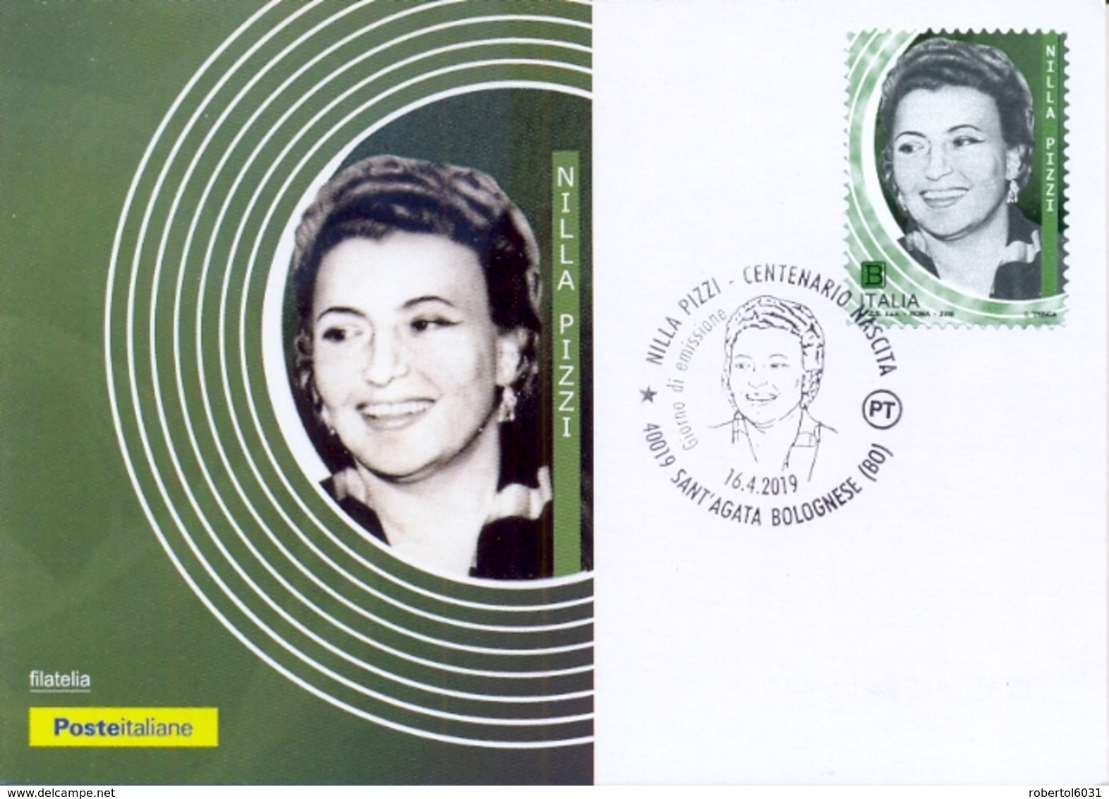 Italia 2019 FDC Maximum Card Centenario Della Nascita Della Cantante Nilla Pizzi Annullo Di Sant'Agata Bolognese - Musica