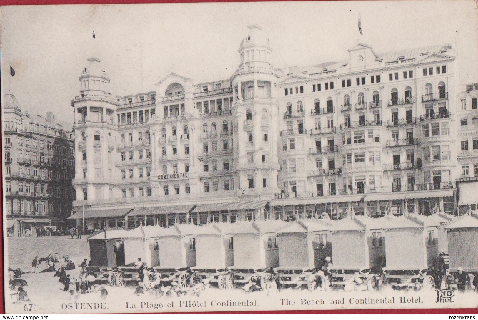 Oostende Ostende Zeldzaam RARE La Plage Et L'Hotel Continental Standkabines Cabines 1923 Oude Postkaart - Oostende