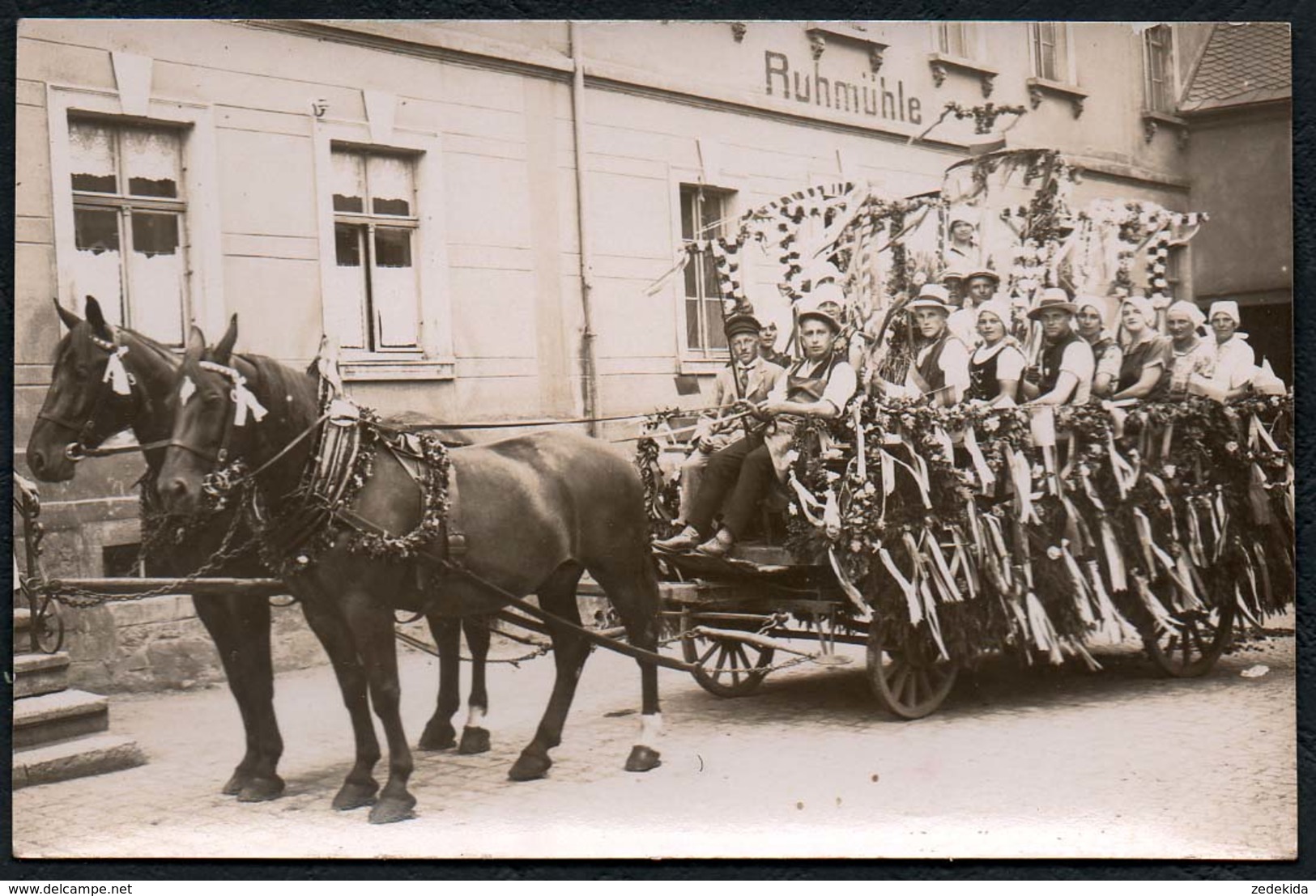 C6126 - Ebersdorf ?? Ruhmühle - Pferdegespann Gespann Pferdewagen - Fotografie