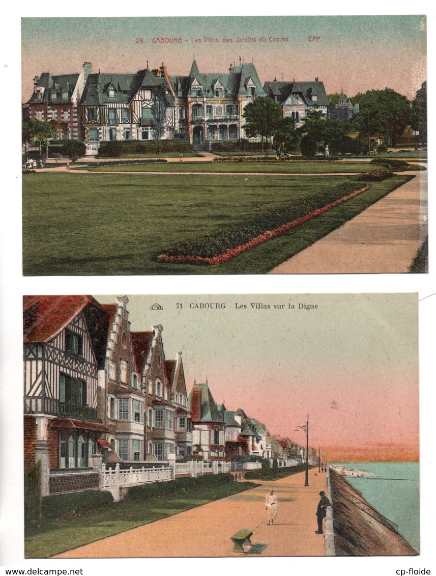 14 - CABOURG . " LES VILLAS SUR LA DIGUE " & " LES VILLAS DU JARDIN DU CASINO " . 2 CPA - Ref. N°22514 - - Cabourg