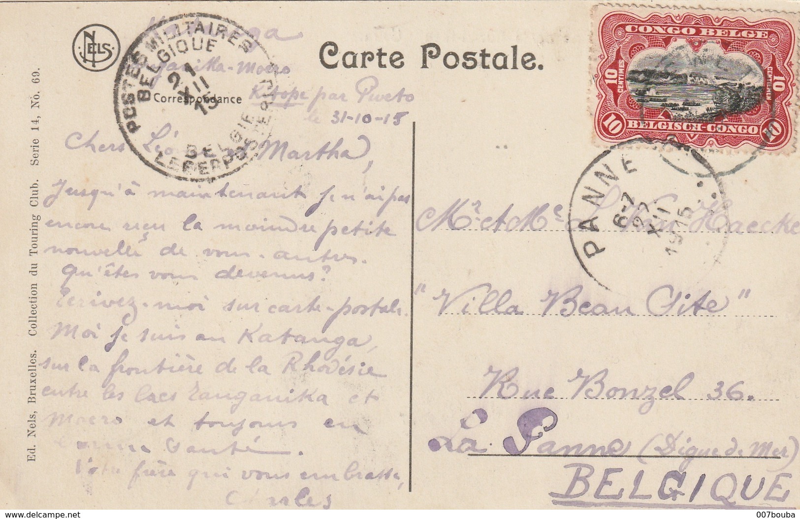 Congo Belge 1915 - Oblitération Postes Militaires Belgique Sur CP Uvira (Katanga) - Voir 2 Scans - Lettres & Documents