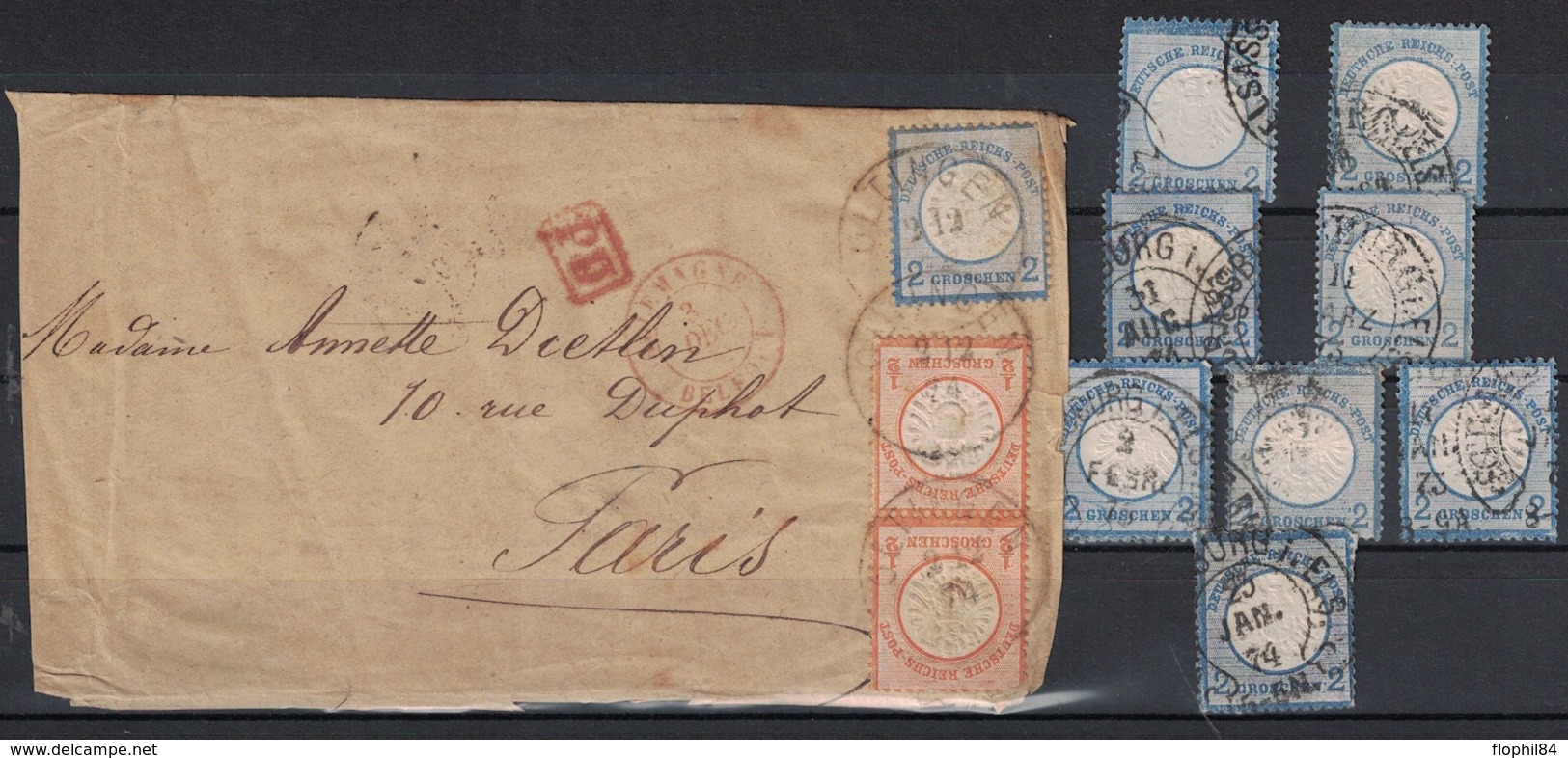 ALLEMAGNE - ENSEMBLE DE 21 LETTRES ET 72 TIMBRES - OBLITERATIONS - DESTINATIONS (BELGIQUE-GB-FRANCE-SUISSE-USA) - ALSACE - Sammlungen