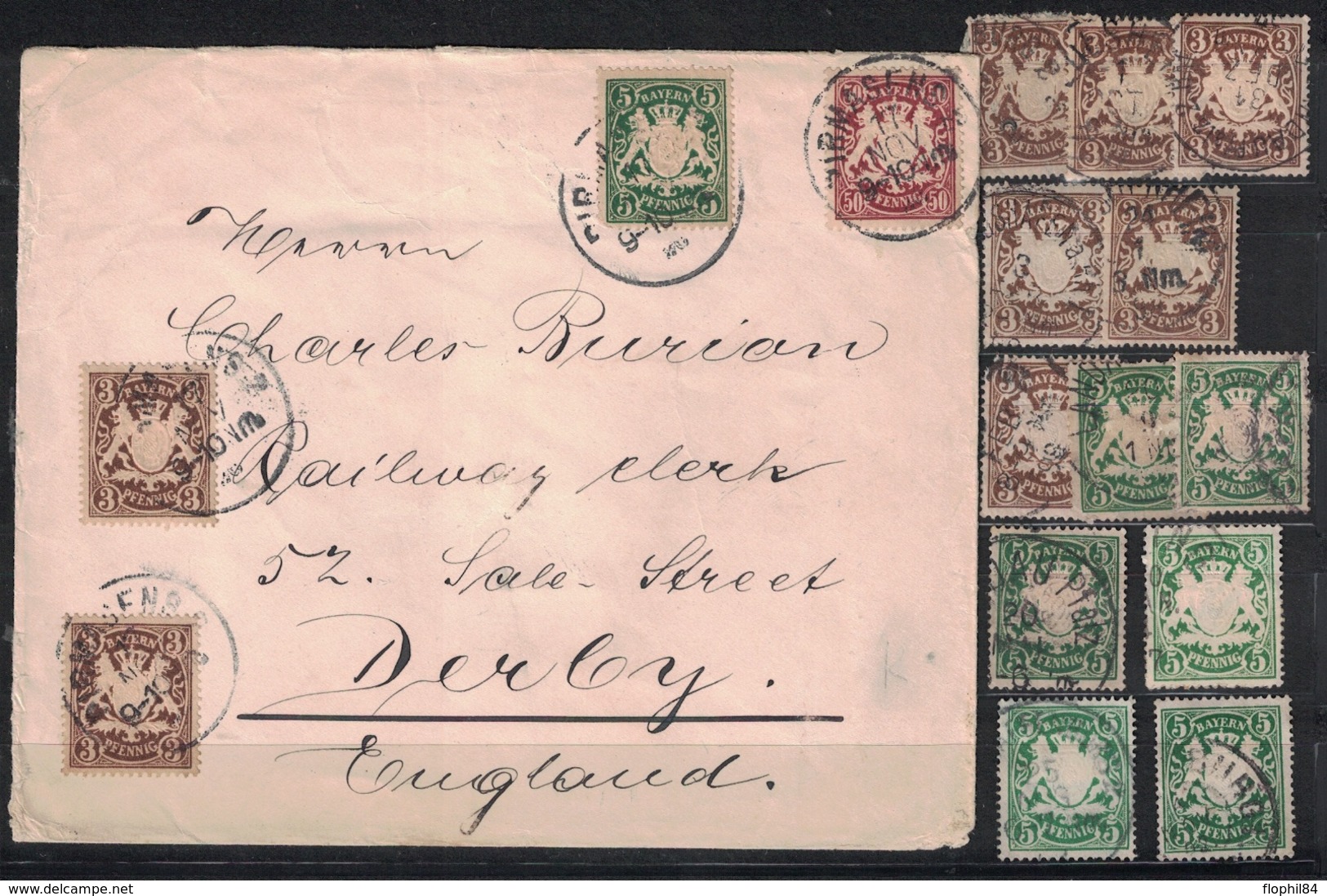 ALLEMAGNE - ENSEMBLE DE 21 LETTRES ET 72 TIMBRES - OBLITERATIONS - DESTINATIONS (BELGIQUE-GB-FRANCE-SUISSE-USA) - ALSACE