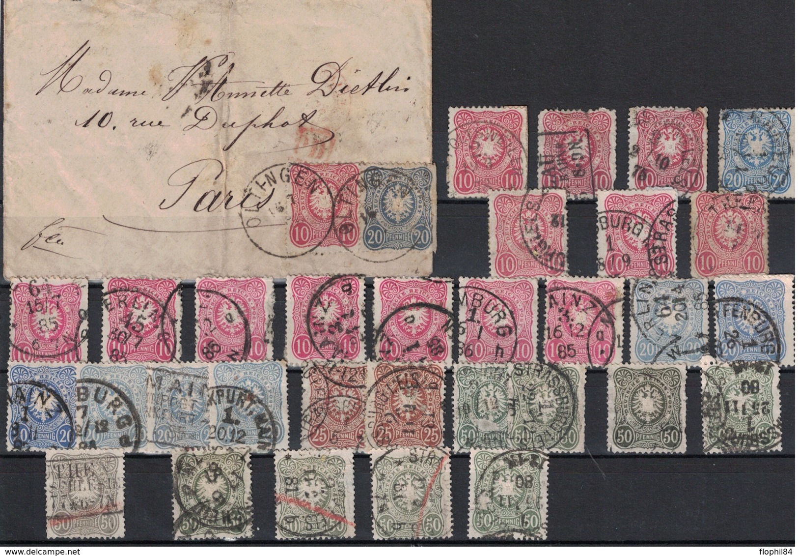 ALLEMAGNE - ENSEMBLE DE 21 LETTRES ET 72 TIMBRES - OBLITERATIONS - DESTINATIONS (BELGIQUE-GB-FRANCE-SUISSE-USA) - ALSACE