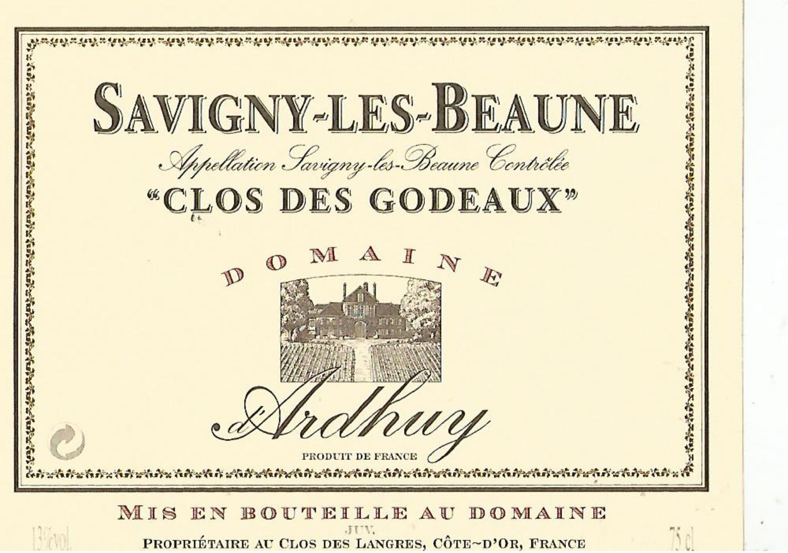 Etiquette Savigny Les Beaune Clos Des Godeaux - Bourgogne