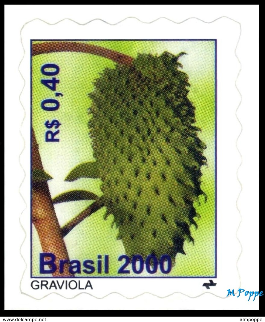 Ref. BR-2762-63 BRAZIL 2000 - CAPUACU AND SOURSOP,, NATURE, MI# 3057-58, MNH, FRUITS 2V Sc# 2762-2763 - Unused Stamps