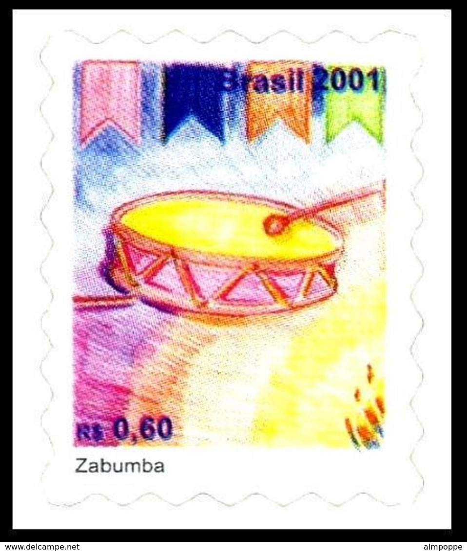 Ref. BR-2810-18 BRAZIL 2001 MUSIC, MUSIC INSTRUMENTS,, MI# 3175-83, SET SELF-ADHESIVE MNH 9V Sc# 2810-2018