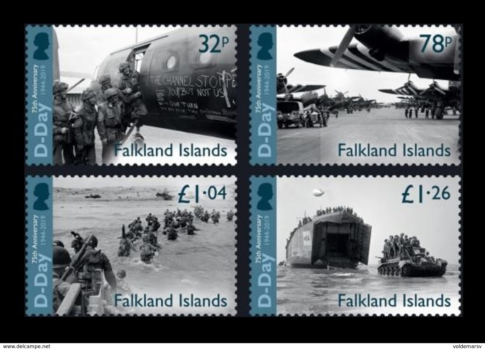 Falkland Islands 2019 Mih. 1394/97 World War II. D-Day. Planes. Ships. Tanks MNH ** - Falkland