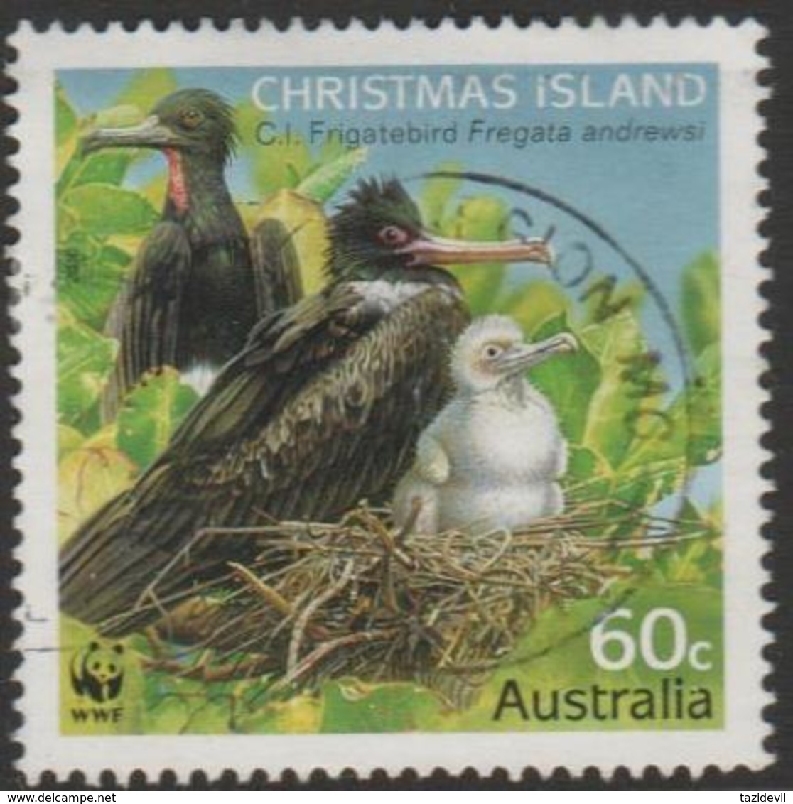 CHRISTMAS ISLAND-USED 2010 60c Frigate Birds - Pair With Chick - Christmas Island