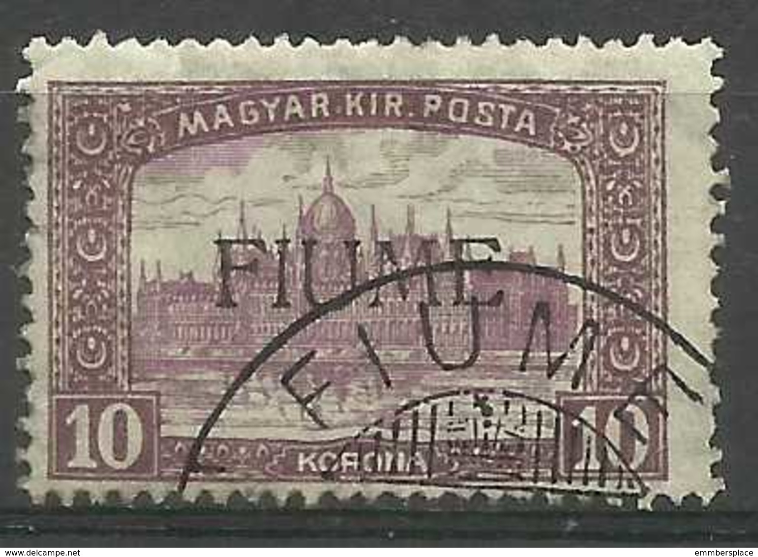 Fiume - 1918 Parliament Overprint 10k Used   Sas 21 Sc 20 - Fiume