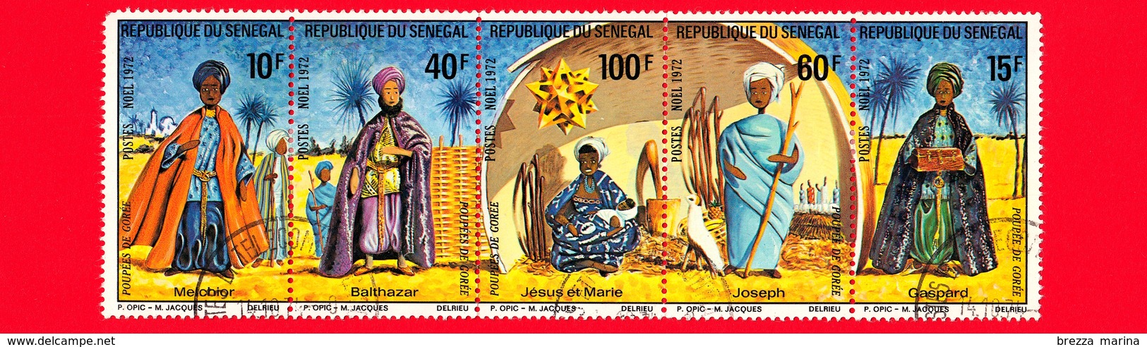 SENEGAL - 1972 - Natale - Christmas - Noel - Navidad - Sacra Famiglia E Magi - BF - 10+15+40+60+100 - Senegal (1960-...)