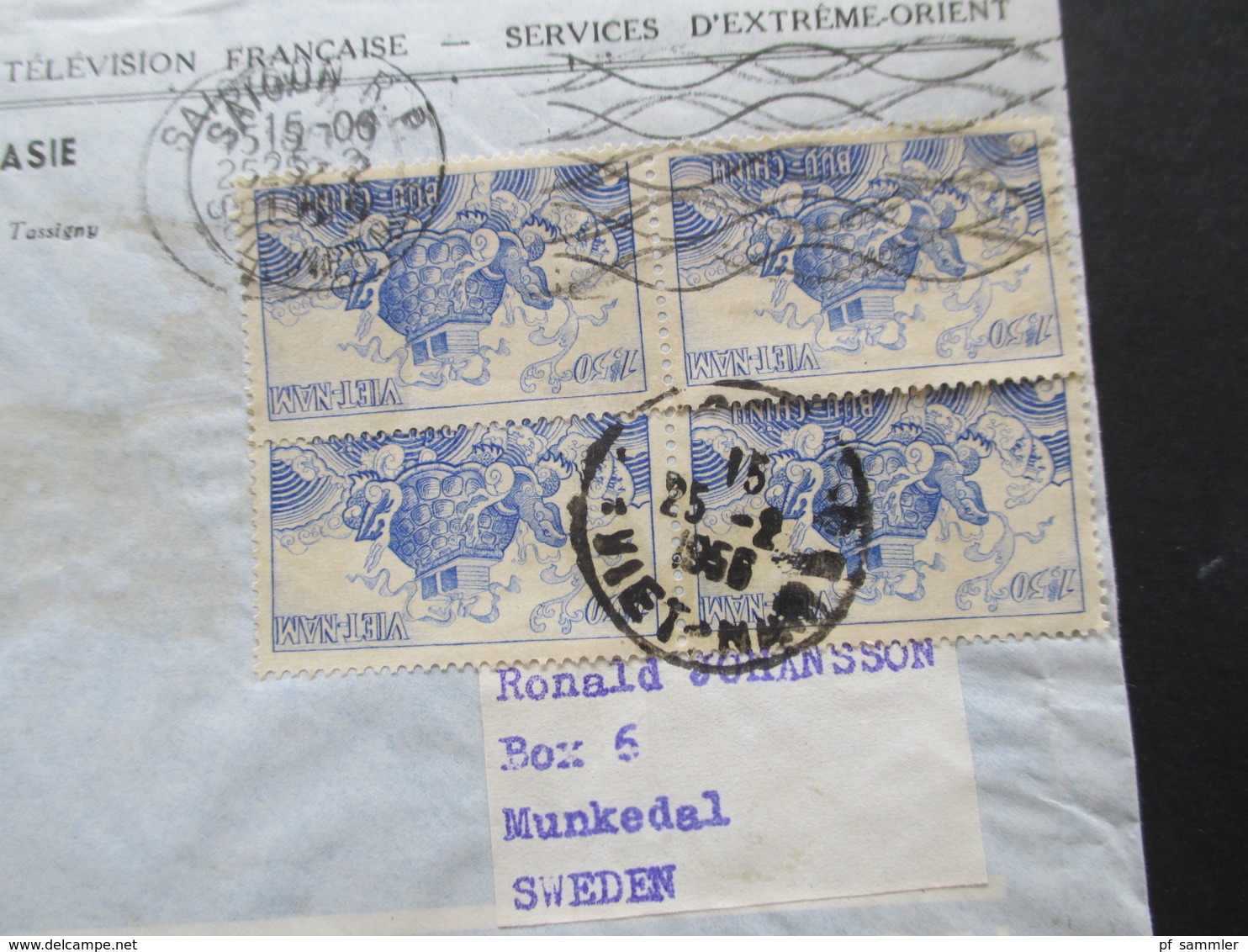 Vietnam 1950-56 Radio France Asie Radiosender 11 Auslandsbriefe nach Schweden! 6x Radioprogramm + 1x Christmas Greetings