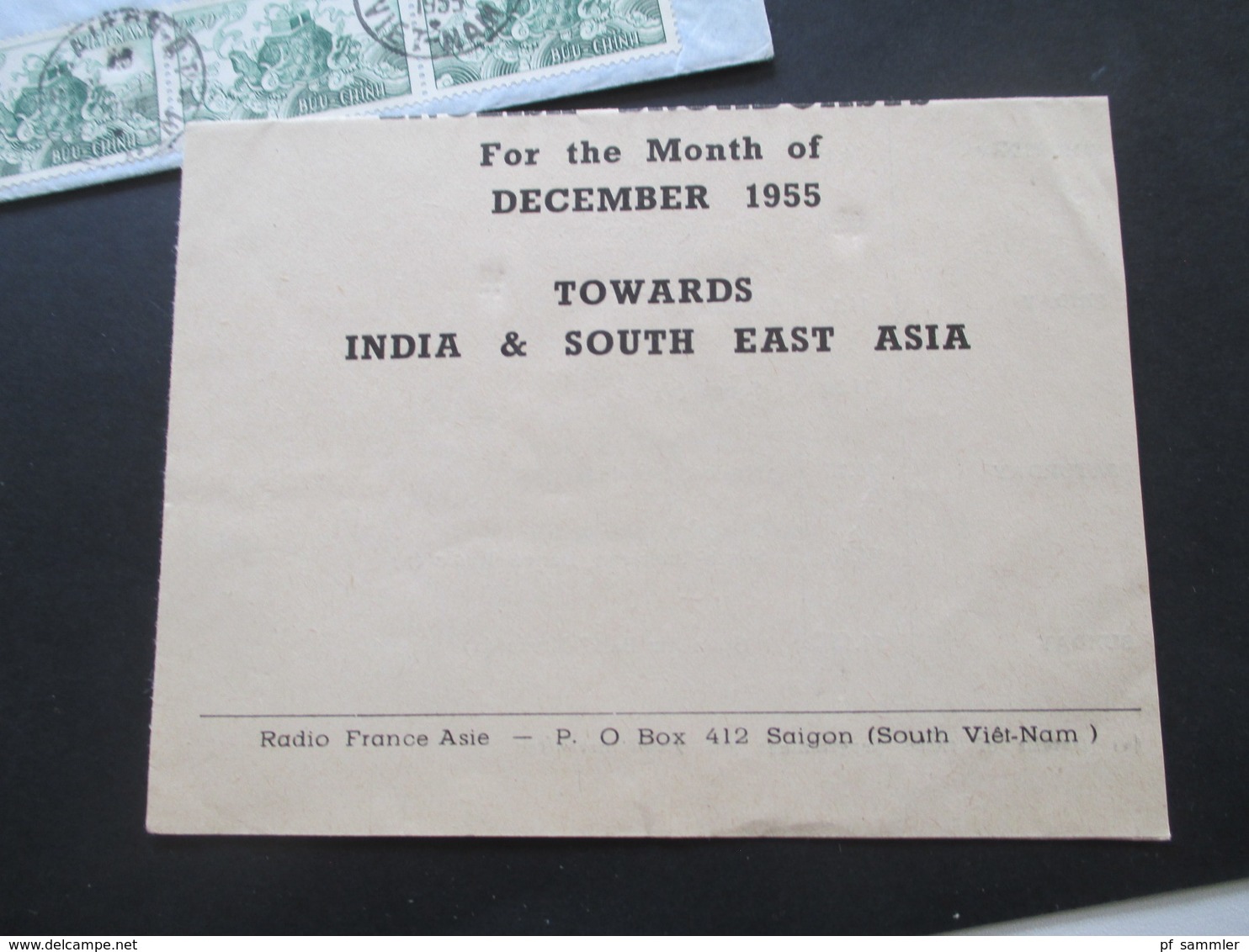 Vietnam 1950-56 Radio France Asie Radiosender 11 Auslandsbriefe nach Schweden! 6x Radioprogramm + 1x Christmas Greetings