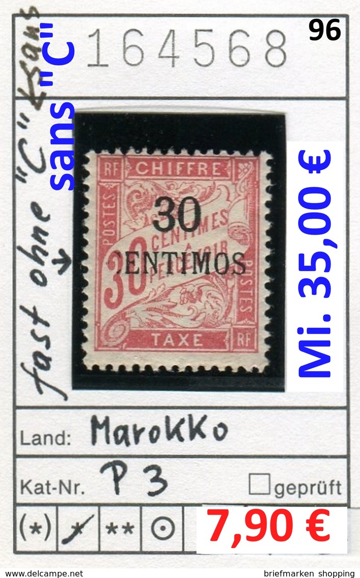 Frankreich - France - Francia - Marokko / Maroc - Michel Porto / Taxe 3 - * Mh Charn - Variété - Portomarken